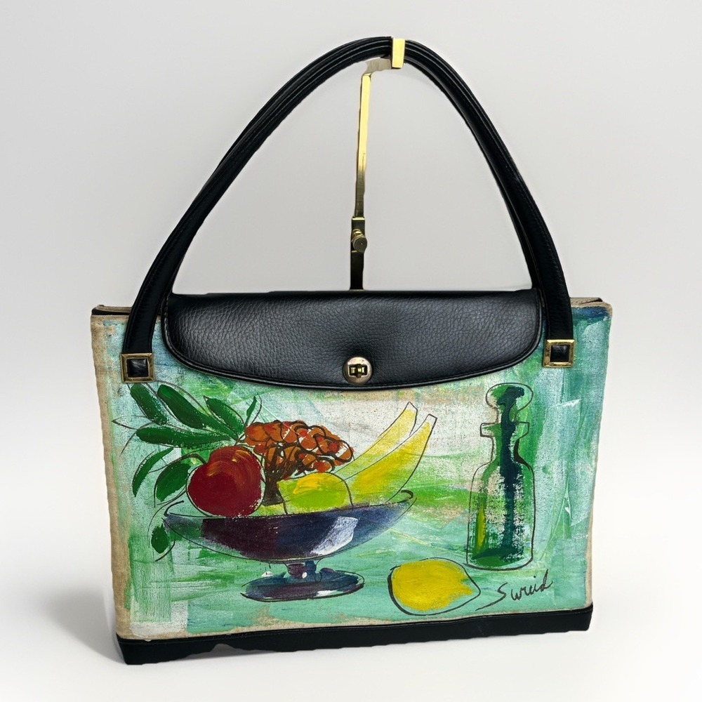 Vintage Jerry Terrence RARE Works of Art Collection Leather Handbag 1966 USA‎